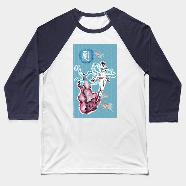 Girlfish-Summer Baseball T-Shirt by Cheese_Wen Art